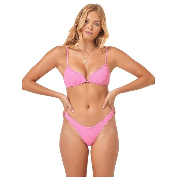 L Space Bikini Bra Top Women's Pink Guava Wired Front Helena  Size Medium - Picture 9 of 9